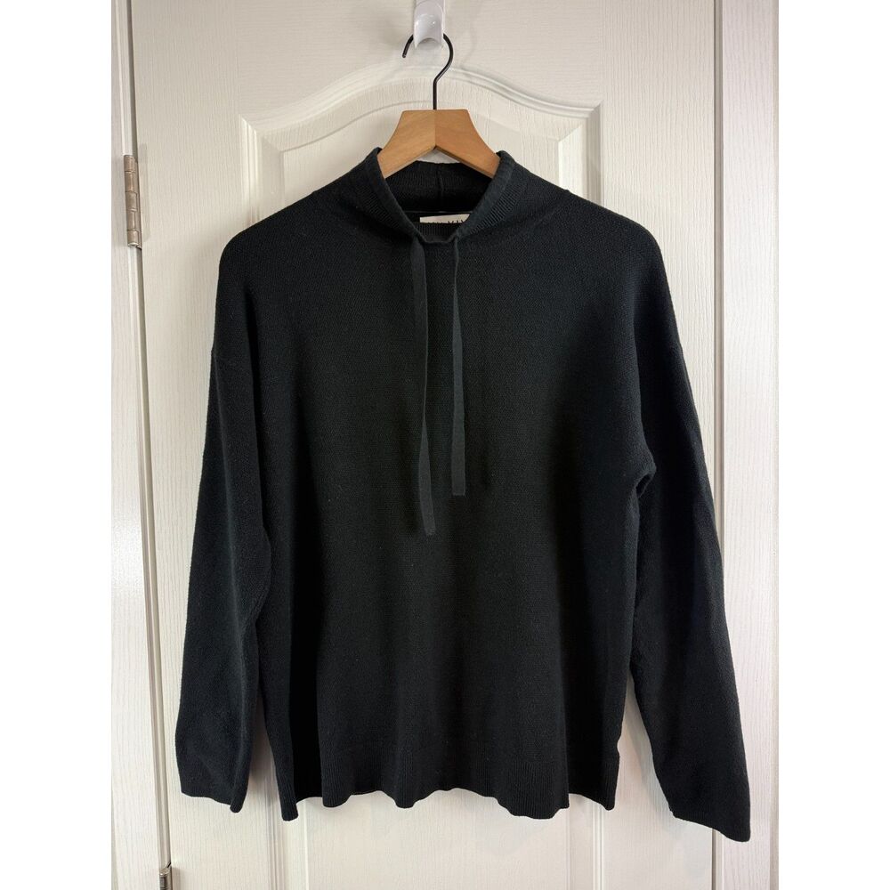 Ava & Viv Women’s 1X Black Lightweight Drawstring Neck Sweater Pullover